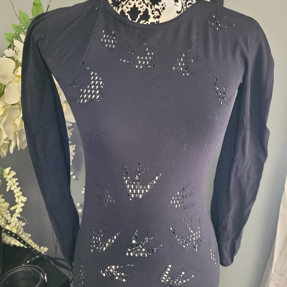 ICONIC McQ by Alexander McQueen Swallow Perforated Stretch-Jersey Dress - Picture 2 of 4